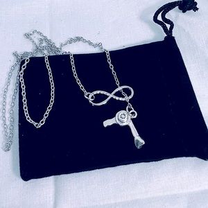 Infinity Sparkle Motivational Hairdresser Titanium Stainless Steel Necklace NEW